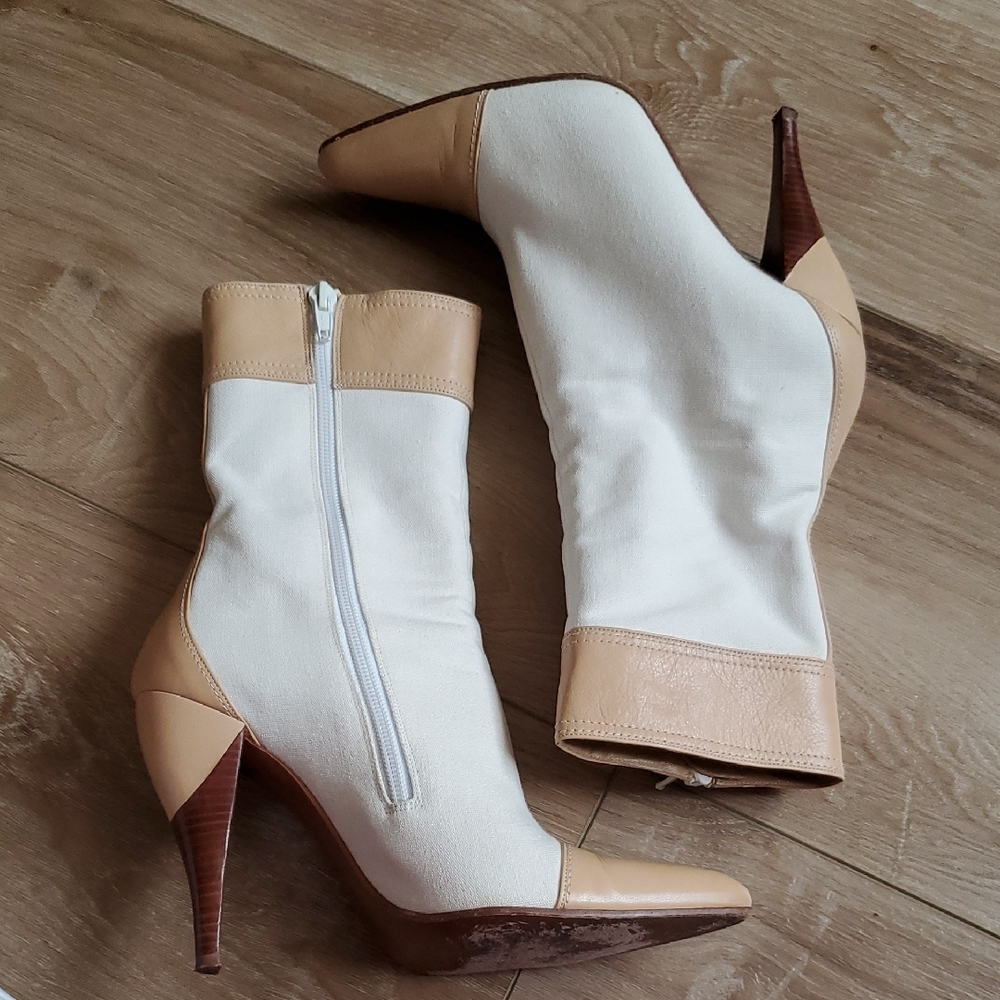 Chic Two-Tone High Heel Boots